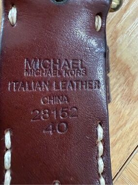 Michael Kors Dark Brown Leather Belt with Contrast Stitching